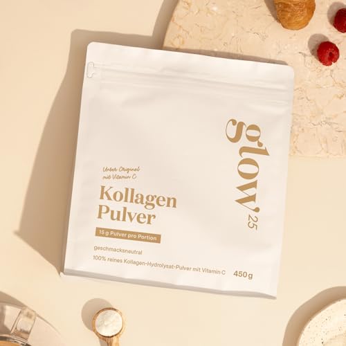 Glow25 Glow25® Collagen Pulver [450g] – Unser Original – Kollagen Hydrolysat mit Vitamin C – Peptide Typ 1 und 3 – Gute Löslichkeit – Neutral - Verwendungsansicht 7 | TV | Video | Foto