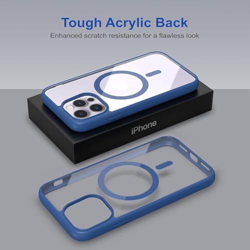 Image of AIBEX Clear Mag-Saf Case for iPhone 13 Pro Max | Strong Magnetic Lock, Anti-Yellowing Transparent Back, Military-Grade Drop Protection, Slim Lightweight Cover with Camera Guard - Blue