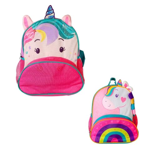 Mochila Infantil Poliéster com Estampa Unicórnio 3D e Bolsos Laterais - Espaçosa e Confortável para o Dia a Dia