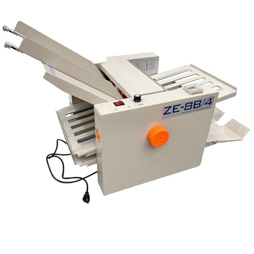 BREVELTION Document Folder Automatic Paper Folding Machine with Four Folding Tray Digital Display Adjustable Speed for Folding Files Business Letters Product Manuals Instructions