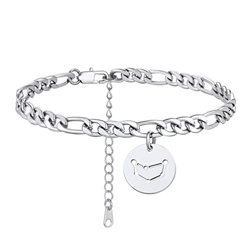 PROSTEEL Stainless Steel Anklet for Women Girls Men Foot Jewelry Gift Figaro Chain Capricorn Zodiac Coin Anklets Ankle Bracelets
