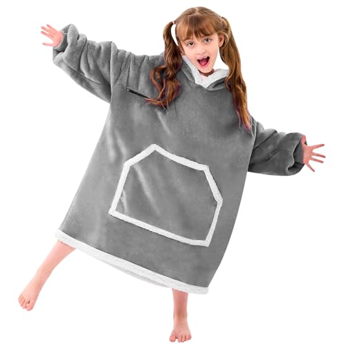 IFNOW Wearable Blanket Hoodie For Kids Blanket Hoodie For Kids With Hood And Pockets Girls Oversized Blankets As Gift For Teens Girls Boys Birthday Christmas