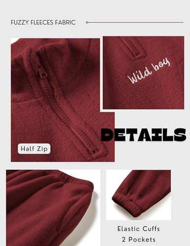 Image of Arshiner Toddler Boys Letter Embroidery Half Zip Sweatshirt & Pants Set Fuzzy Fleece Fall Winter Outfits 2~6 Years