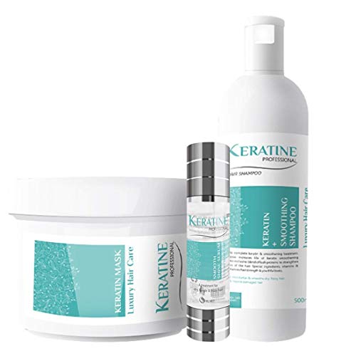 Image of Keratine Professional Smoothing Shampoo, Luxury Hair Mask and Smooth Shine Serum (Combo Kit)