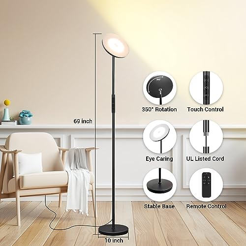 Image of marctronic Upgraded Torchiere Floor Lamp,36W 3600LM Super Bright LED Floor Lamp for Living Room Bedroom Office, Dimmable Modern Standing Tall Lamp with Remote & Touch Control