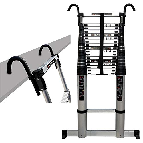 BOCbco Escalera Telescópica Extra Alta con Gancho Y Barra Estabilizadora, Escalera de...