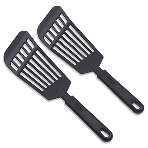 Royal Feast 12 Black Nylon Heat Resistant Slotted Spatula Turner- 2 PACK- Perfect for Non-Stick Cookware