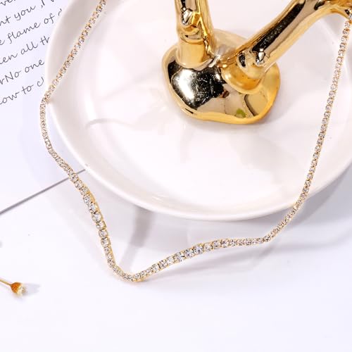 STONEFANS Choker Necklace for Women, Rhinestone Dainty Silver Gold Tennis Necklaces for Women Prom Jewelry Bridal Wedding Accessories Gifts4