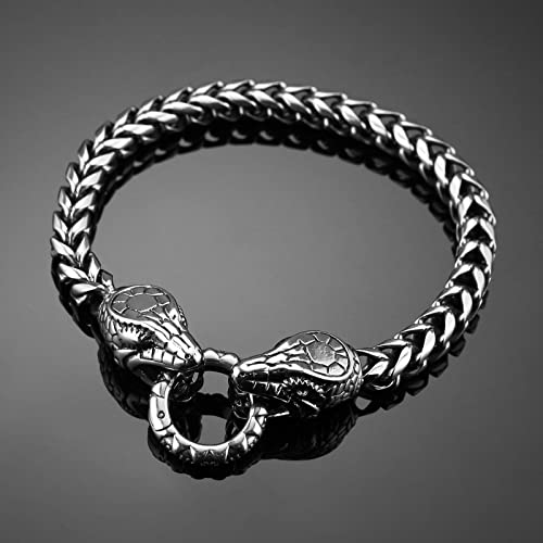 HZMAN Stainless Steel Men's Bracelet Retro Gothic Viking Animal Bracelet Cuban Chain Link Bracelet Biker Party Jewelry Gift2