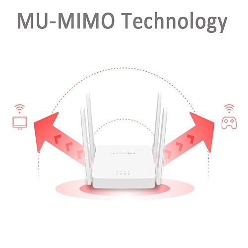 Roteador Wi-Fi Mercusys AC10 Wireless AC1200 Dual Band 2,4/5 GHz, 4 antenas de alto ganho, Controle