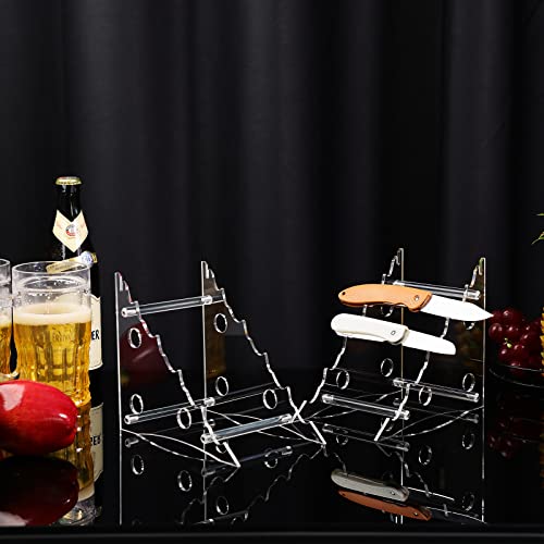 4 Pieces Acrylic Knife Display Stand Pocket Knife Display Case Desktop Knife Stand Display Decorative Knife Holder Fixed Knife Holder For Table Decoration #TOP4