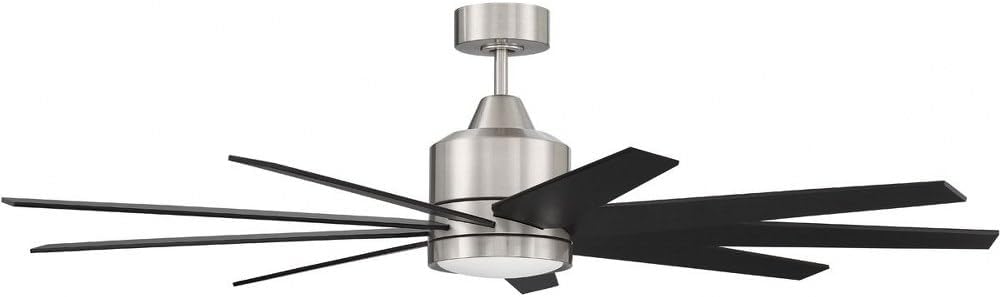 Craftmade 60" Champion CHP60FB3 Indoor/Outdoor Damp Rated Ceiling Fan, Flat Black Finish, Custom Flat Black Blades Included, Dimmable 18W LED Light Kit, IDC Wall and Remote Included