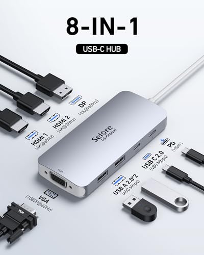 USB C Docking Station Dual HDMI Monitor Adapter Selore USB C Hub 4 Monitors - image 2