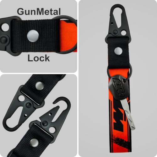 Image of SnapStrap MotoLink Carabiner Keychain Compatible with KTM Bike Strong Heavy-Duty Metal Clip with Fabric Key Ring Bike Accessory