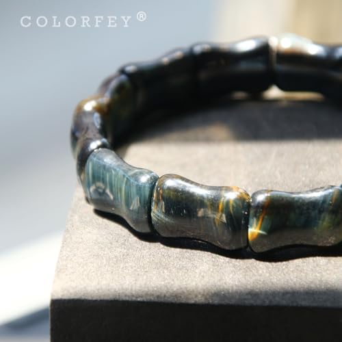 Bule Tiger Eye Stone Bracelet for Men Women Natural Crystal Gemstone Bracelet Premium Mens Tiger Eye Beads Bracelets, Unltimate Energy Protection Bracelets Healing Crystal Gift for Husband2