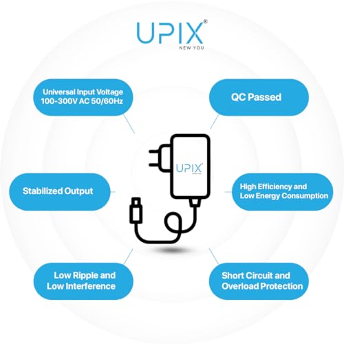 Image of Upix 7.5V 1A SMPS Power Adapter (with DC & Sony Pin), Power Supply AC Input 200-240 V for DC Motors, Servo Motors, Other Electronic & IT Gadgets