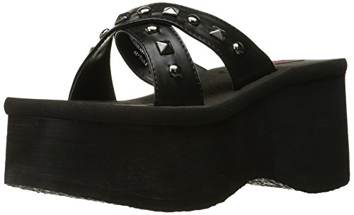 Demonia Women's Funn29/bpu Fashion Sneaker, Black Vegan Leather, 8 M US