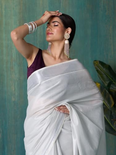 Image of DhevStylish Women's Kerala Kasavu Golden Tissue Plain South Indian Saree with Running Blouse | Saree length: 6.25 Meters | Onam & Wedding saree collections