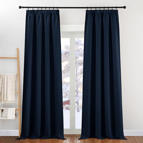PONY DANCE Blackout Curtain, Thermal Curtain, Pencil Pleat Curtains, Ruffle Tape, Set of 2, H 260 x W 140 cm - Image 2