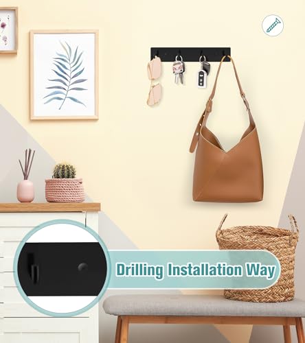 RELBRO-Key-Holder-Wall-Mount-Black-Metal-Key-Hanger-Self-Adhesive-Key-Rail-with-4-Key-Hooks-Key-Rack-Organizer-2-Options-Installation-for-Entryway-Hallway-Kitchen-RV-Camper