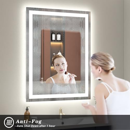 Image of 40x 24 LED Lighted Bathroom Mirror, Vanity Mirror with Lights for Wall, Dimmable, Defogger, Shatter-Proof, 3 Colors, ETL Listed (Front + Backlit)