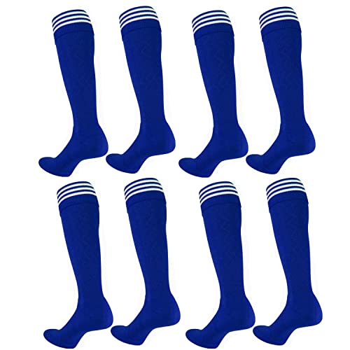 ZENDA Kids Soccer Socks 4 Pack Boys Girls Cotton Team Socks Teens Children Soccer Socks