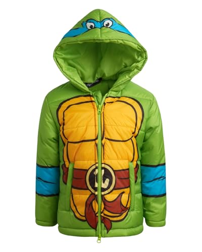 Teenage Mutant Ninja Turtles Boys Puffer Jacket - TMNT Graphic Quilted Ski Jacket with Hood for Toddler and Little Boys