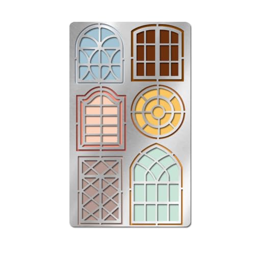 UNICRAFTALE - Plantilla de metal para manualidades para ventanas y puertas de acero inoxidable, modelo de ventana gótica, reutilizable, modelo de escultura de madera en arco vintage