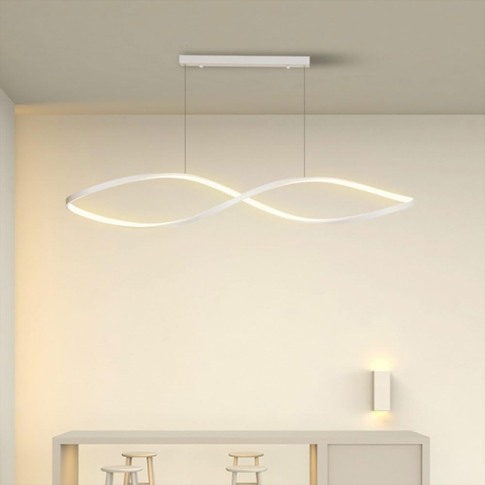 KXEcoLife Ceiling Pendant Light Fixture 120CM Surrounding Twisted Chandelier Modern LED Hanging Lamp 54W Aluminium Dimmable for Bars Cafes Restaurants