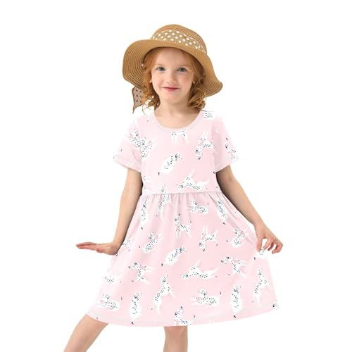 CaTaKu Girls Cute Dresses Toddler Summer Dress Short Sleeve Dresses for Girls Beach Sundress 2-8T3