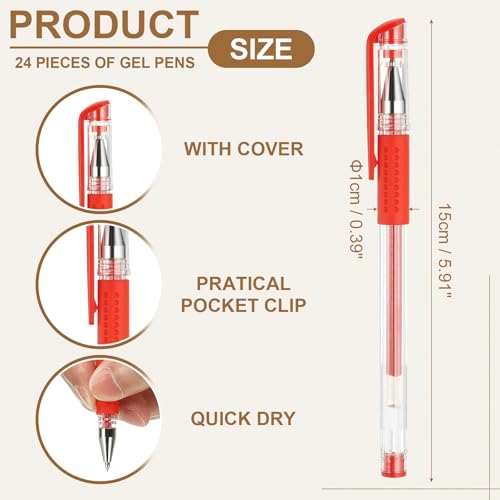Bolígrafos Gel PATIKIL 0.5mm Tinta Roja Pack 24 miniatura 2