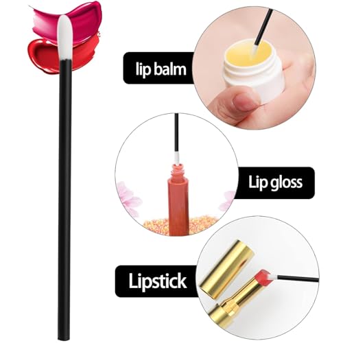 Image of iBuddy Disposable Lip Brush For Women - Pack of 50, Lipstick Brush For Makeup, Lip Balm Applicator, Eyeshadow Makeup Brushes, Travel-Friendly Lipstick Applicator Tool Kit - Black