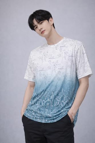 Image of London Hills Men's Cotton Printed Ombre Gradient T-Shirt | Loose Fit Casual Wear | Short Sleeve Crew Neck | Soft Breathable Fabric for Daily & Streetwear Use