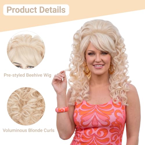70s 80s Long Curly Blonde Wig  - image 4