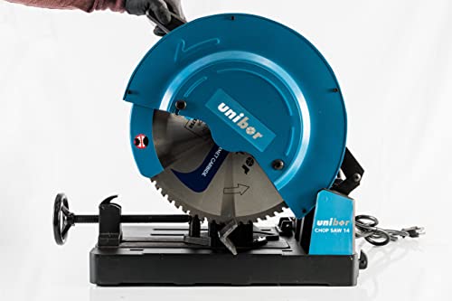 Unibor Metal Cutting 14” Chop Saw - 120V Powerful 1800W 355Mm Cutting Disc, Swivel Vice 45 Degree Bevel Cutting, Retractable Blade Guard Circular Saws 1300Rpm #TOP3