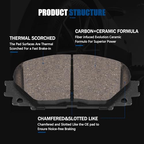 Image of D1184 Front Ceramic Brake Pads Kit Fit For Scion iQ 2013, For Toyota Prius C 2012-2019, For Toyota Yaris 2007-2018