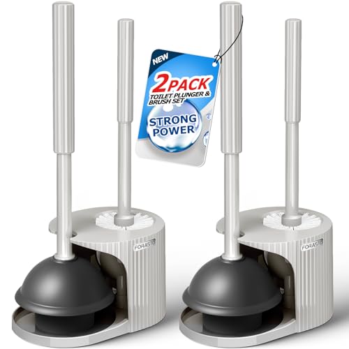 FORASTO 2Pack 2 in 1 Toilet Plunger and Brush Set,Extended