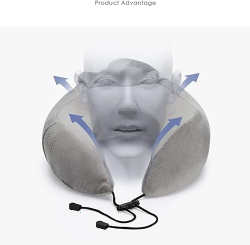 Miniatura 5 de Almohada de viaje 100 % de espuma viscoelástica pura, funda cómoda y transpirable, lavable a máquina, para descansar en dormir, avión, automóvil,