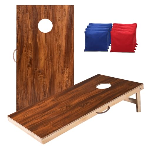 Image of Sportdo 4x2 ft Solid Wood Cornhole Set with 8 Bean Bags, Regulation Size Cornhole Board Set for Adults, Cornhole Game Set for Tailgate Backyard Toss Games Indoor&Outdoor Activities
