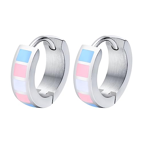 Nanafast Stainless Steel Transgender Hoop Earrings LGBT Pride Earrings for Women Men Transgender Pride Earrings LGBTQ Pride Jewelry Gifts-Trans