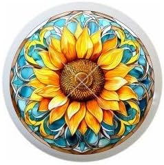 Sunflower Mandala Stained Glass Look Several Gorgeous Designs to Choose From - 1.5" DECORATIVE Glossy Ceramic Dresser Drawer PULLS Cabinet Cupboard KNOBS (12)