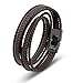 Produktbild SERASAR Herren Armband Leder 40cm Braun Männer Armreif Lederband Herrenarmreif Armschmuck Schmuck Herrenschmuck Armkette Flecht Wickelarmband Kette Men