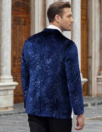 Image of COOFANDY Men's Velvet Blazer Notched Lapel Velour Suit Jacket One Button Tuxedo Jackets for Wedding Prom Party Dinner