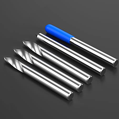Huhao Spiral 60 Degree V Groove Engraving Tool Flat Bottom Cnc Router Bits 1/8 Inch Shank For Aluminum Mdf Hard Wood Copper 5Pcs #TOP4