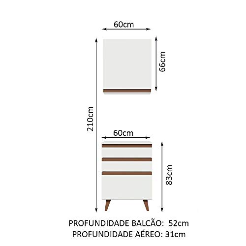 Image of Madesa Engineered Wood Modular Kitchen Set with Cabinets, Ample Storage 60 Cm Wide with 2 Cabinets, 3 Pull-Out Drawers - White