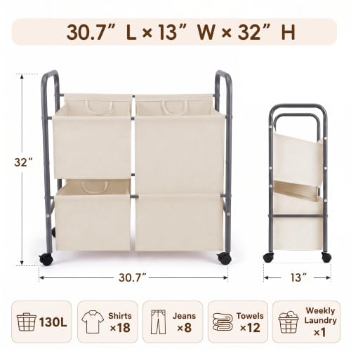 130L-Laundry-Hamper-with-Wheels-3-Section-Laundry-Sorter-Cart-with-Removable-Bags-Rolling-Clothes-Hamper-with-Waterproof-Lining-Sturdy-Freestanding-Canvas-Laundry-Basket-for-Laundry-Room-Beige