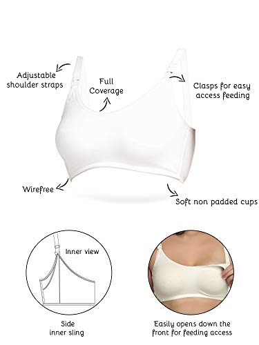 Image of Inner Sense Organic Cotton Bamboo Nursing Bra for Women I Non Padded Feeding Bra with Keyhole Back and Wire Free I Maternity Innerwear with Full Coverage (Combo Pack)