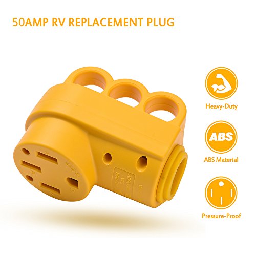 Snowy Fox Rv 50 Amp Female Replacement Plug Heavy Duty Receptacle Plug With Ergonomic Handle #TOP2