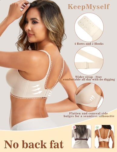 Womens Deep V Wireless Bra Seamless Push Up Comfort Bra, Tshirt Bralette, Supportive Lift & Smoothing Plunge S-2XL3