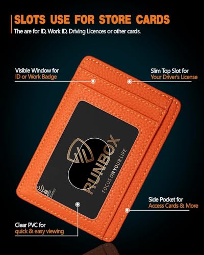 Image of RUNBOX Slim Minimalist Front Pocket RFID Blocking Leather Wallets for Men and Women Card Holder Wallets Gifts for men